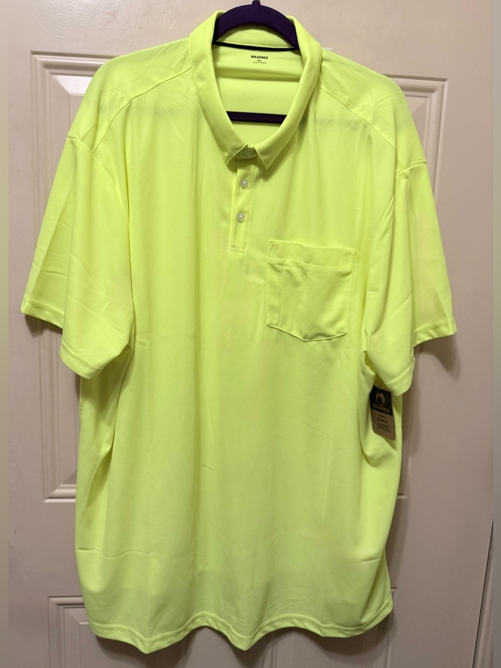 Brahma Short Sleeved Relaxed Fit Polo Shirt in Acid Yellow UPF 50 Size 4XL
